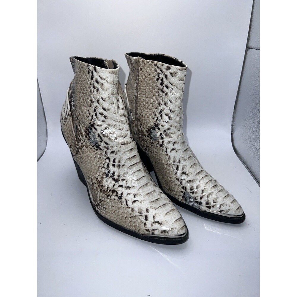 Report Jude Snakeskin Ankle Boots Womens 8.5 Chunky High Heel Booties Shoes